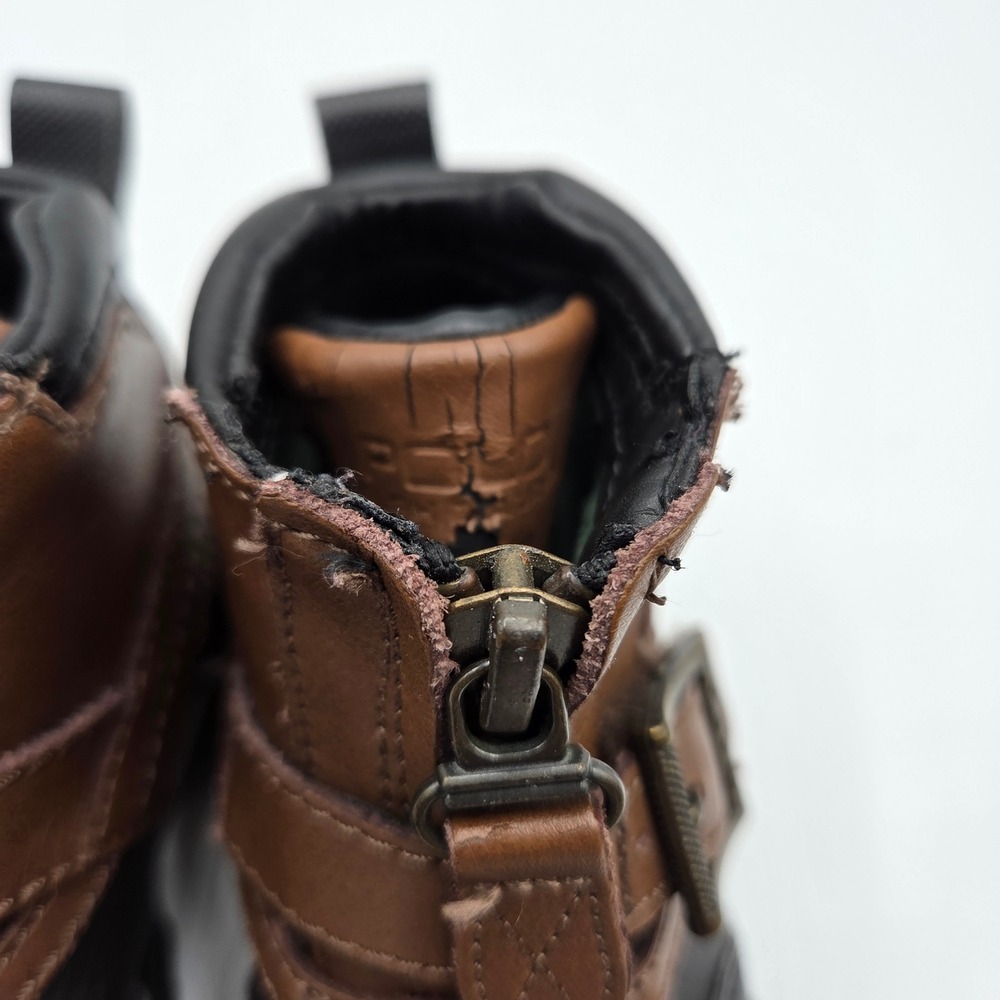 Polo Ralph Lauren Boys Country Mid Zip Duck Boots Brown Black Size 4 Toddler - Picture 8 of 11